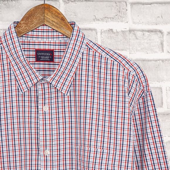 UNTUCKit Men's Button up Shirt in Blue Red check Cotton size 3XL - Picture 1 of 5